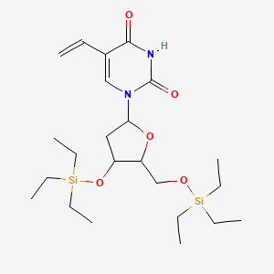 molecular formula C23H42N2O5Si2 B8137128 5-Ethenyl-1-[4-triethylsilyloxy-5-(triethylsilyloxymethyl)oxolan-2-yl]pyrimidine-2,4-dione 