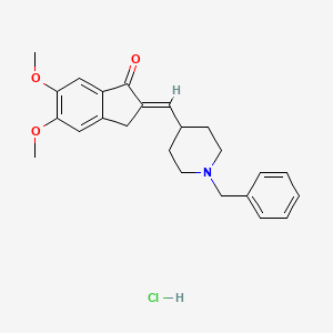 molecular formula C24H28ClNO3 B8137162 (2E)-2-[(1-benzylpiperidin-4-yl)methylidene]-5,6-dimethoxy-2,3-dihydro-1H-inden-1-one hydrochloride 
