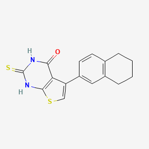 molecular formula C16H14N2OS2 B8137215 2-sulfanylidene-5-(5,6,7,8-tetrahydronaphthalen-2-yl)-1H-thieno[2,3-d]pyrimidin-4-one 