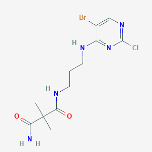 molecular formula C12H17BrClN5O2 B8137221 N'-[3-[(5-bromo-2-chloropyrimidin-4-yl)amino]propyl]-2,2-dimethylpropanediamide 