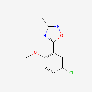 molecular formula C10H9ClN2O2 B8137329 5-(5-Chloro-2-methoxyphenyl)-3-methyl-1,2,4-oxadiazole 