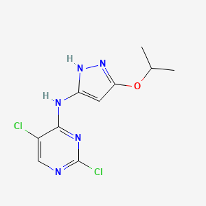 molecular formula C10H11Cl2N5O B8137435 2,5-dichloro-N-(5-isopropoxy-1H-pyrazol-3-yl)pyrimidin-4-amine 