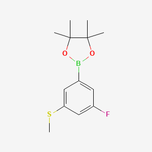 molecular formula C13H18BFO2S B8137659 3-Fluoro-5-(methylthio)phenylboronic acid pinacol ester 