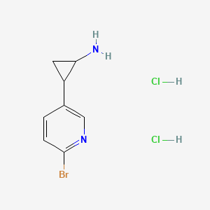molecular formula C8H11BrCl2N2 B8137690 2-(6-Bromopyridin-3-yl)cyclopropan-1-amine dihydrochloride 