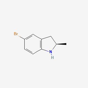 molecular formula C9H10BrN B8137692 (2R)-5-Bromo-2-methyl-2,3-dihydro-1H-indole 