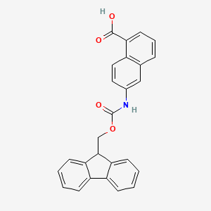 molecular formula C26H19NO4 B8137712 6-((((9H-Fluoren-9-yl)methoxy)carbonyl)amino)-1-naphthoic acid 