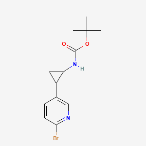molecular formula C13H17BrN2O2 B8137791 tert-Butyl (2-(6-bromopyridin-3-yl)cyclopropyl)carbamate 