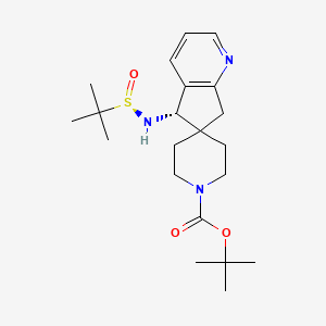 molecular formula C21H33N3O3S B8137817 (S)-tert-butyl 5-((R)-1,1-dimethylethylsulfinamido)-5,7-dihydrospiro[cyclopenta[b]pyridine-6,4'-piperidine]-1'-carboxylate 
