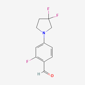 molecular formula C11H10F3NO B8137828 4-(3,3-Difluoropyrrolidin-1-yl)-2-fluorobenzaldehyde 