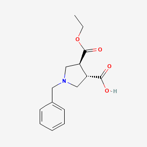 molecular formula C15H19NO4 B8137853 (3S*,4S*)-1-Benzyl-pyrrolidine-3,4-dicarboxylic acid monoethyl ester 