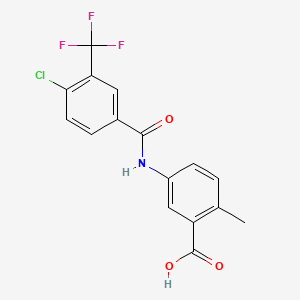 molecular formula C16H11ClF3NO3 B8137870 5-(4-Chloro-3-(trifluoromethyl)benzamido)-2-methylbenzoic acid 