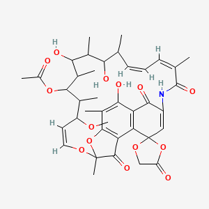 molecular formula C39H47NO14 B8137960 [(9'Z,19'Z,21'Z)-2',15',17'-trihydroxy-11'-methoxy-3',7',12',14',16',18',22'-heptamethyl-4,6',23',29'-tetraoxospiro[1,3-dioxolane-2,27'-8,30-dioxa-24-azatetracyclo[23.3.1.14,7.05,28]triaconta-1(28),2,4,9,19,21,25-heptaene]-13'-yl] acetate 