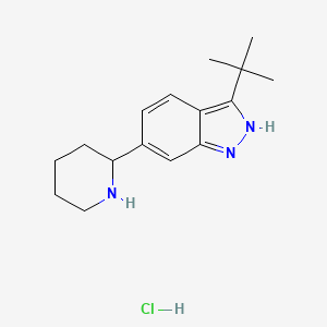 molecular formula C16H24ClN3 B8137972 3-tert-butyl-6-piperidin-2-yl-2H-indazole;hydrochloride 