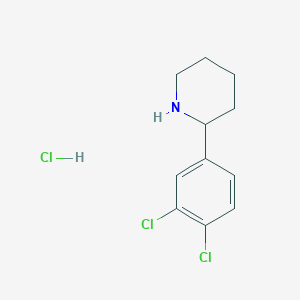 molecular formula C11H14Cl3N B8137976 2-(3,4-Dichlorophenyl)piperidine;hydrochloride 