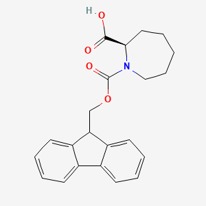 molecular formula C22H23NO4 B8138040 (2R)-1-{[(9H-fluoren-9-yl)methoxy]carbonyl}azepane-2-carboxylic acid 