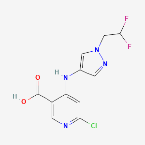 molecular formula C11H9ClF2N4O2 B8138132 6-Chloro-4-[[1-(2,2-difluoroethyl)pyrazol-4-yl]amino]pyridine-3-carboxylic acid 