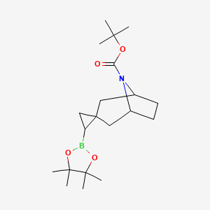 molecular formula C20H34BNO4 B8138138 Tert-butyl 2'-(4,4,5,5-tetramethyl-1,3,2-dioxaborolan-2-yl)-8-azaspiro[bicyclo[3.2.1]octane-3,1'-cyclopropane]-8-carboxylate 