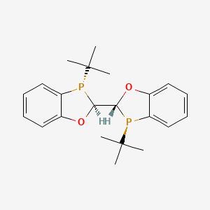 molecular formula C22H28O2P2 B8138228 (2R,3R)-3-tert-butyl-2-[(2S,3S)-3-tert-butyl-2H-1,3-benzoxaphosphol-2-yl]-2H-1,3-benzoxaphosphole 