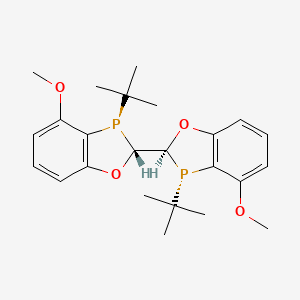 molecular formula C24H32O4P2 B8138229 (2R,3R)-3-tert-butyl-2-[(2S,3S)-3-tert-butyl-4-methoxy-2H-1,3-benzoxaphosphol-2-yl]-4-methoxy-2H-1,3-benzoxaphosphole 