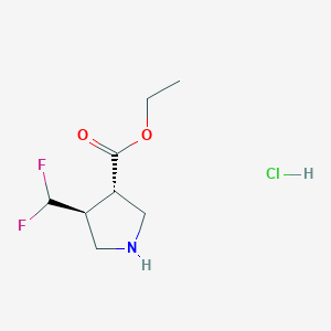 molecular formula C8H14ClF2NO2 B8138255 ethyl (3S,4S)-4-(difluoromethyl)pyrrolidine-3-carboxylate;hydrochloride 