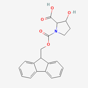 molecular formula C20H19NO5 B8138327 1-FMOC-3-Hydroxy-pyrrolidine-2-carboxylic acid 