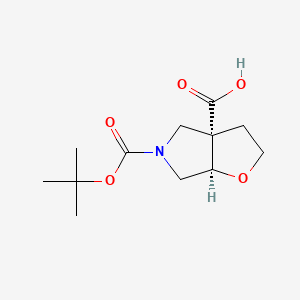 molecular formula C12H19NO5 B8138332 rel-(3aS,6aR)-5-(tert-Butoxycarbonyl)hexahydro-3aH-furo[2,3-c]pyrrole-3a-carboxylic acid 