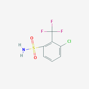 molecular formula C7H5ClF3NO2S B8138430 3-Chloro-2-(trifluoromethyl)benzenesulfonamide 