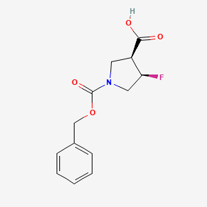molecular formula C13H14FNO4 B8138523 (3S,4R)-1-((Benzyloxy)carbonyl)-4-fluoropyrrolidine-3-carboxylic acid 