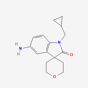 molecular formula C16H20N2O2 B8138881 5-Amino-1-(Cyclopropylmethyl)-2',3',5',6'-Tetrahydrospiro[Indoline-3,4'-Pyran]-2-One 