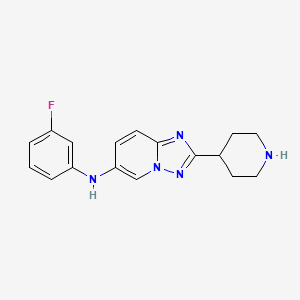 molecular formula C17H18FN5 B8138906 N-(3-Fluorophenyl)-2-(piperidin-4-yl)-[1,2,4]triazolo[1,5-a]pyridin-6-amine 