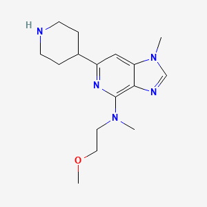 molecular formula C16H25N5O B8139136 N-(2-Methoxyethyl)-N,1-dimethyl-6-(piperidin-4-yl)-1H-imidazo[4,5-c]pyridin-4-amine 