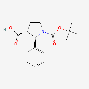 molecular formula C16H21NO4 B8139366 (2R,3R)-1-(tert-Butoxycarbonyl)-2-phenylpyrrolidine-3-carboxylic acid 