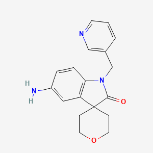 molecular formula C18H19N3O2 B8139482 5-Amino-1-(pyridin-3-ylmethyl)-2',3',5',6'-tetrahydrospiro[indoline-3,4'-pyran]-2-one 