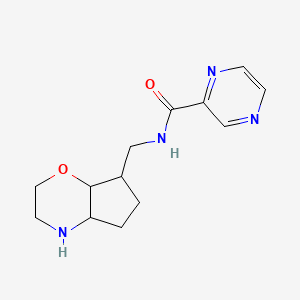 molecular formula C13H18N4O2 B8139494 N-((Octahydrocyclopenta[b][1,4]oxazin-7-yl)methyl)pyrazine-2-carboxamide 