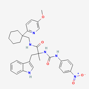 molecular formula C32H36N6O5 B8139770 3-(1H-indol-3-yl)-N-[[1-(5-methoxypyridin-2-yl)cyclohexyl]methyl]-2-methyl-2-[(4-nitrophenyl)carbamoylamino]propanamide 