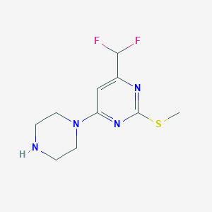 molecular formula C10H14F2N4S B8139787 4-(Difluoromethyl)-2-(methylsulfanyl)-6-(piperazin-1-yl)pyrimidine 