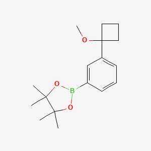 molecular formula C17H25BO3 B8139950 2-[3-(1-Methoxycyclobutyl)phenyl]-4,4,5,5-tetramethyl-1,3,2-dioxaborolane 