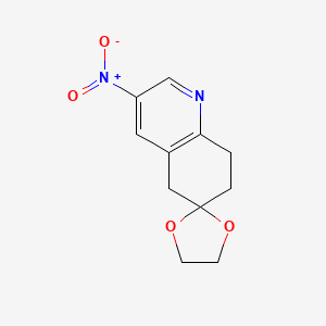 molecular formula C11H12N2O4 B8140009 3'-nitrospiro[1,3-dioxolane-2,6'-7,8-dihydro-5H-quinoline] 