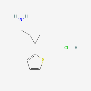 molecular formula C8H12ClNS B8140021 (2-Thiophen-2-ylcyclopropyl)methanamine;hydrochloride 