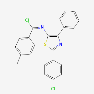 molecular formula C23H16Cl2N2S B8140034 (1E)-N-[2-(4-chlorophenyl)-4-phenyl-1,3-thiazol-5-yl]-4-methylbenzenecarboximidoyl chloride 