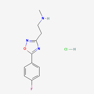 molecular formula C11H13ClFN3O B8140042 2-[5-(4-fluorophenyl)-1,2,4-oxadiazol-3-yl]-N-methylethanamine;hydrochloride 