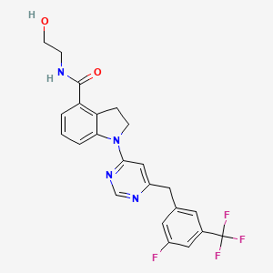 molecular formula C23H20F4N4O2 B8140059 1-(6-(3-氟-5-(三氟甲基)苄基)嘧啶-4-基)-N-(2-羟乙基)吲哚-4-甲酰胺 
