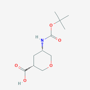 molecular formula C11H19NO5 B8140068 rac-(3R,5S)-5-{[(tert-butoxy)carbonyl]amino}oxane-3-carboxylic acid 