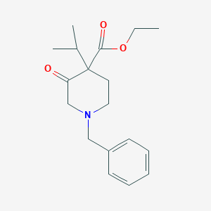 molecular formula C18H25NO3 B8140082 Ethyl 1-benzyl-3-oxo-4-propan-2-ylpiperidine-4-carboxylate 