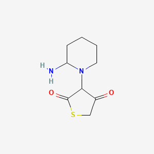 molecular formula C9H14N2O2S B8140274 3-(2-Aminopiperidin-1-yl)thiolane-2,4-dione 