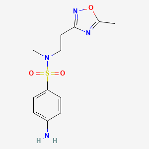 molecular formula C12H16N4O3S B8140459 4-amino-N-methyl-N-[2-(5-methyl-1,2,4-oxadiazol-3-yl)ethyl]benzenesulfonamide 