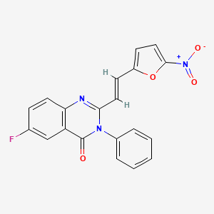 molecular formula C20H12FN3O4 B8140490 (E)-6-Fluoro-2-(2-(5-nitrofuran-2-yl)vinyl)-3-phenylquinazolin-4(3H)-one 