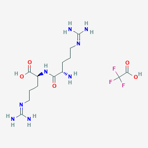 molecular formula C14H27F3N8O5 B8140503 (S)-2-((S)-2-Amino-5-guanidinopentanamido)-5-guanidinopentanoic acid trifluoroacetate 