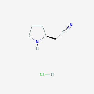 molecular formula C6H11ClN2 B8140506 (S)-2-(Pyrrolidin-2-yl)acetonitrile hydrochloride 