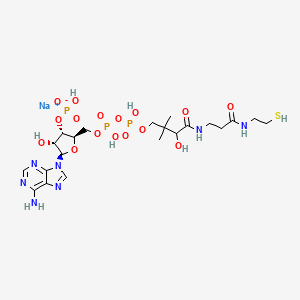 sodium;[(2R,3S,4R,5R)-5-(6-aminopurin-9-yl)-4-hydroxy-2-[[hydroxy-[hydroxy-[3-hydroxy-2,2-dimethyl-4-oxo-4-[[3-oxo-3-(2-sulfanylethylamino)propyl]amino]butoxy]phosphoryl]oxyphosphoryl]oxymethyl]oxolan-3-yl] hydrogen phosphate